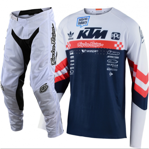 CONJUNTO TROY LEE DESIGNS 2021 MIX SE ULTRA FACTORY TEAM & GP AIR - BRANCO / NAVY